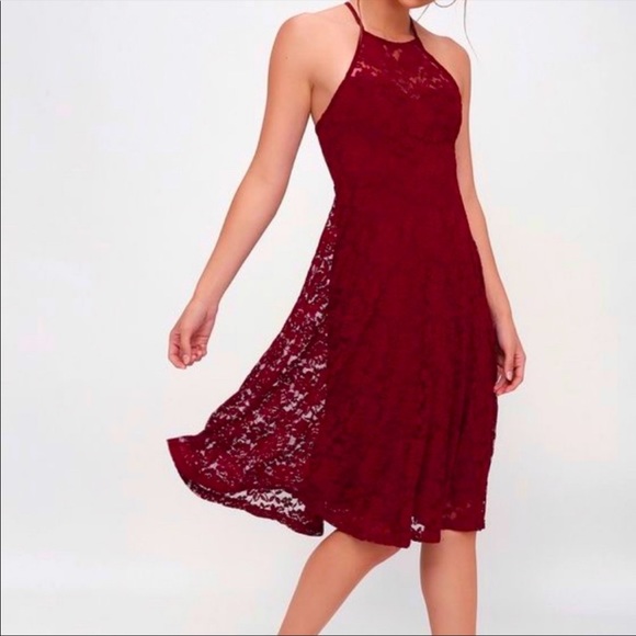 Lulus Dresses & Skirts - Lulus lace burgundy midi dress